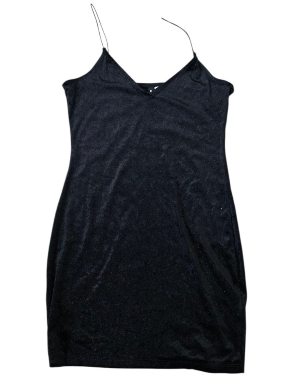 H&M Black Velvet Glitter Bodycon Mini Dress Women’s Small Y2K Party Goth - Picture 2 of 6